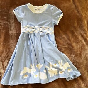 Millie Loves Lily Girls Duck Egg Blue Bunny Print Kids Dress Size 8